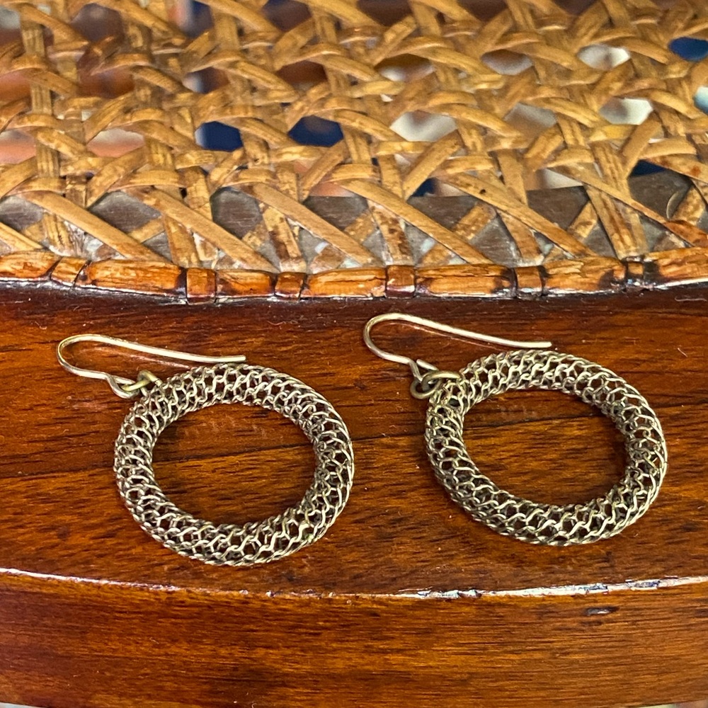 Gold Plated Silver Drop Hoop Earrings